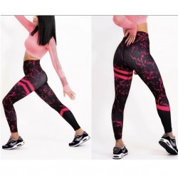 Colanti Fitness Dama cu design abstract Negru cu dungi rosii lines CDFIT029