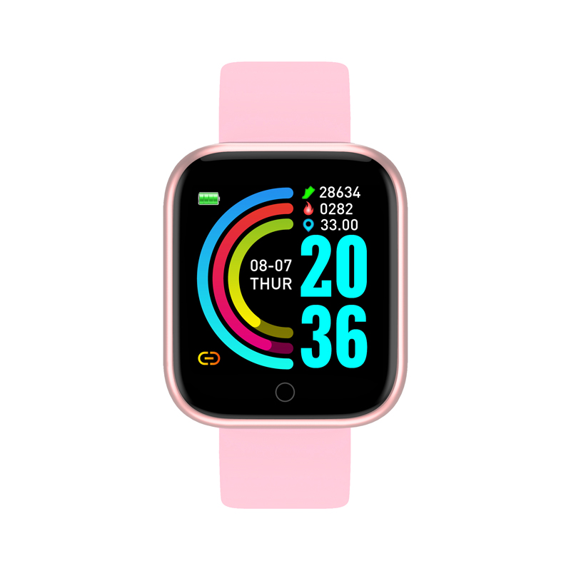 Ceas Smartwatch Sport Roz cu Functii de Ritm Cardiac si Tensiune Arteriala pentru Android SWY68 image1
