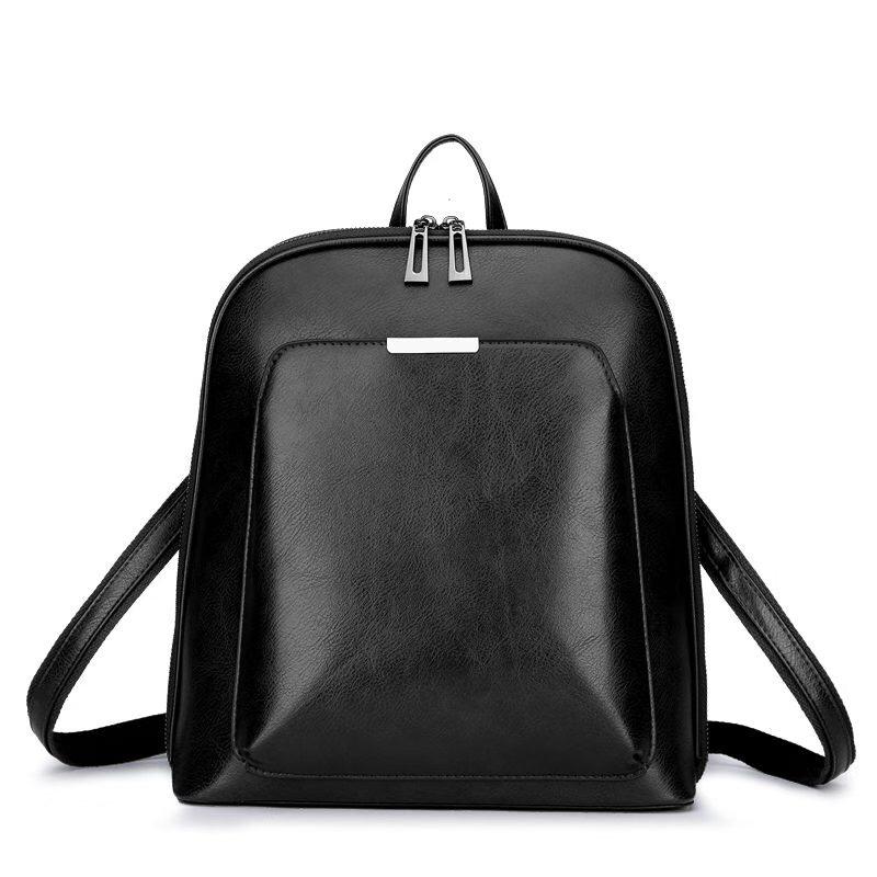 Rucsac Geanta fashion negru din piele ecologica cu buzunar exterior ACRD007