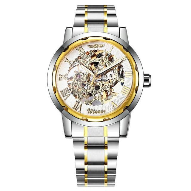 Ceas Barbati Casual Automatic Argintiu cu cadran Alb Winner CBWN014