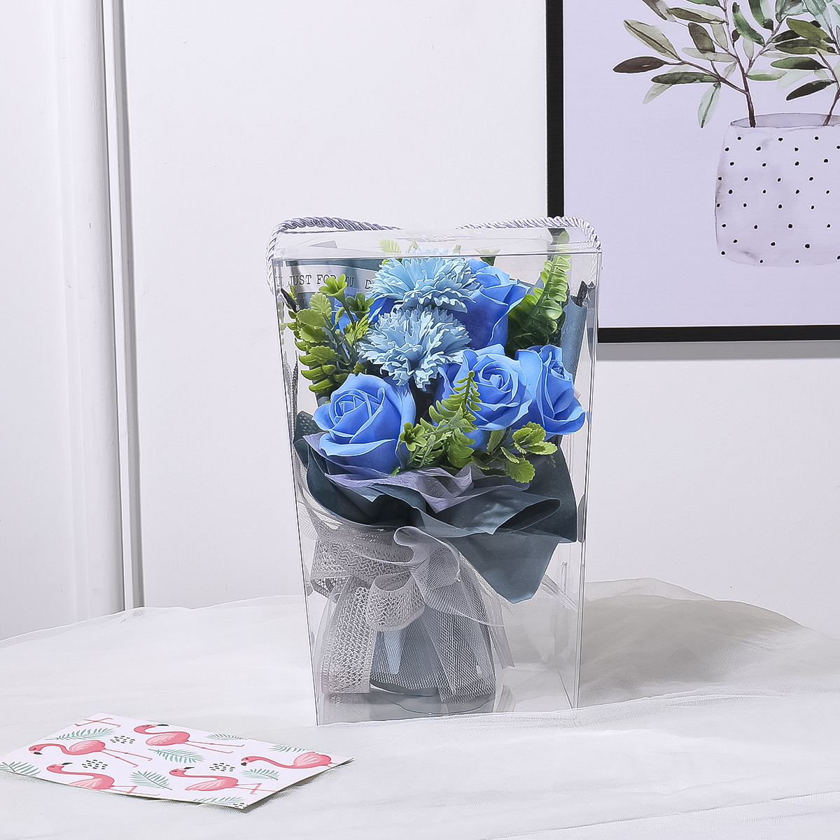 Aranjament floral elegant, flori de sapun, D4079, Blue image8