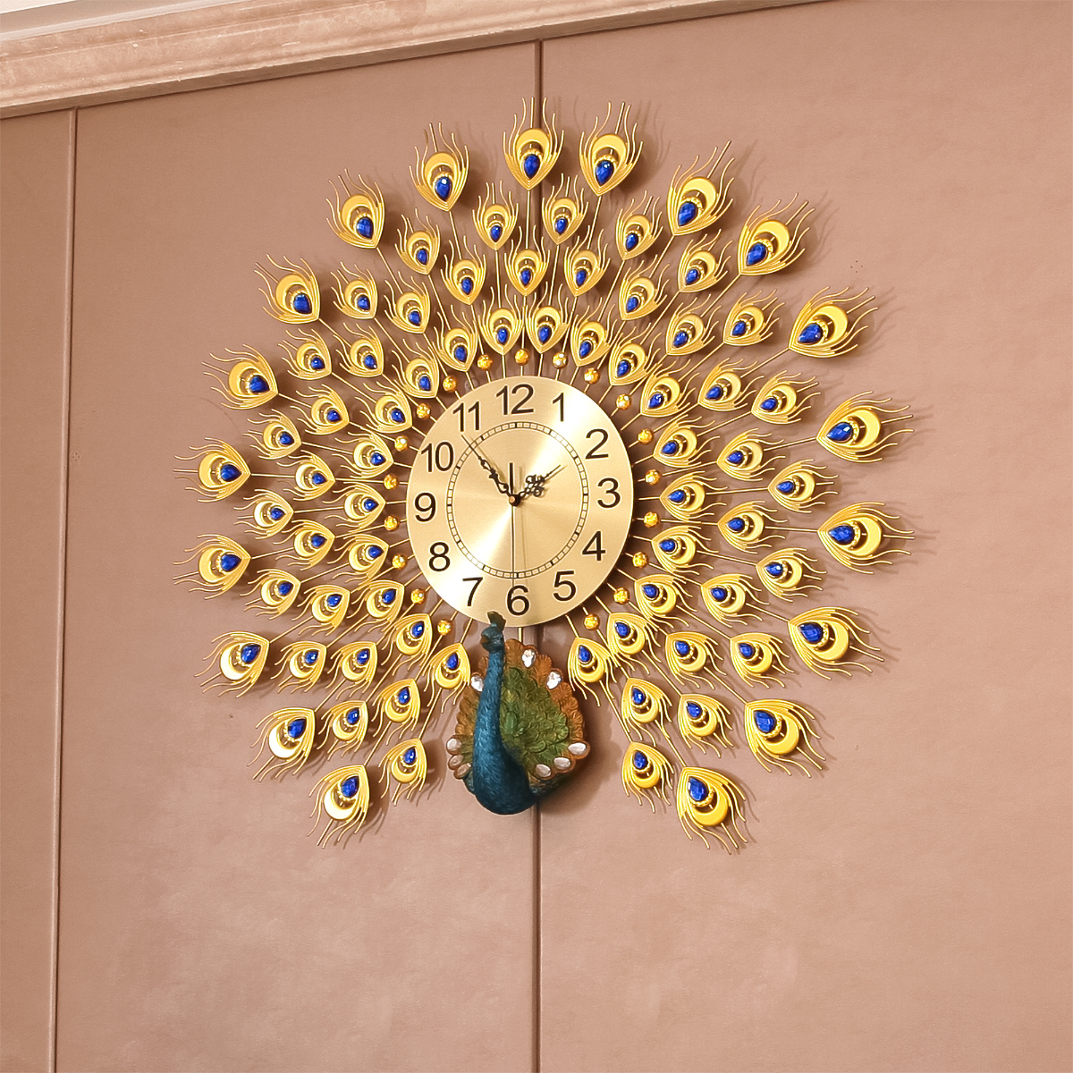 Ceas de perete, stil elegant, Metal, mecanism Silentios, D4195, 80*75 cm, Auriu