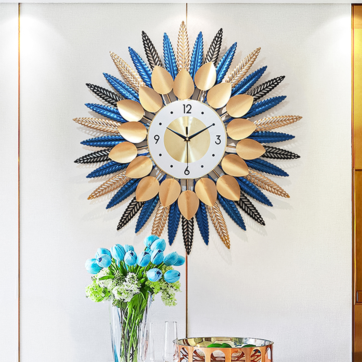 Ceas de perete, stil elegant, Metal, mecanism Silentios, D4202, 70 cm, Multicolor