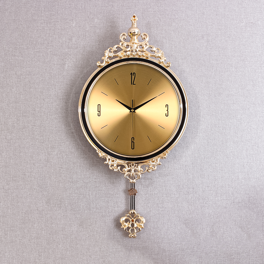 Ceas de perete cu pendul, stil elegant, Metal, mecanism Silentios, D4206, 32*66 cm, Auriu image18